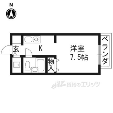 カーサ・デ・下鴨(1K/4階)の間取り写真
