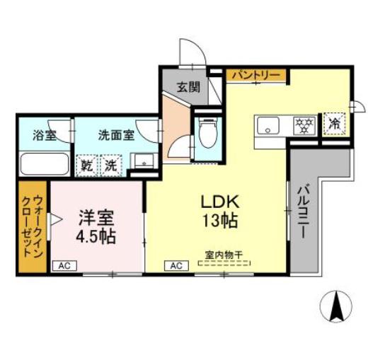 AVGI新瑞橋(1LDK/3階)の間取り写真