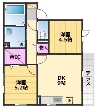 メゾン松之浜2(2DK/1階)の間取り写真