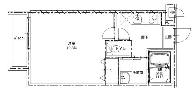 フジパレス新石切南II番館(1K/2階)の間取り写真