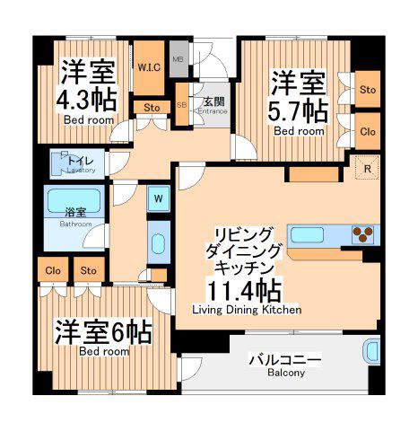 ケーディーエックスレジデンス町田(3LDK/3階)の間取り写真