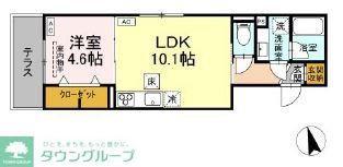 D-ASSET府中町(1LDK/1階)の間取り写真