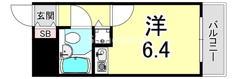 藤和シティホームズ灘(ワンルーム/4階)の間取り写真