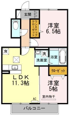 ロン・ラポール C棟(2LDK/1階)の間取り写真