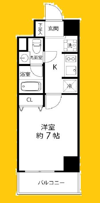 TSGARDENCENTERMINAMI(1K/8階)の間取り写真