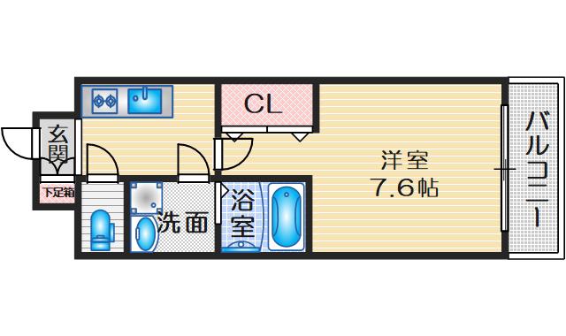 EXCELLENT KISHIBE(1K/6階)の間取り写真