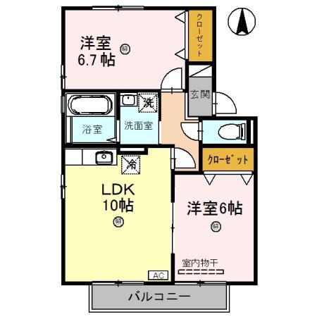 カルナ みたか(2LDK/2階)の間取り写真