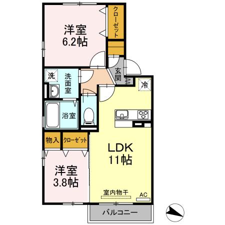 グレイシア(2LDK/2階)の間取り写真