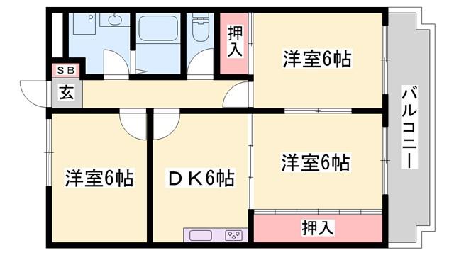 YKRシャンボール(3DK/2階)の間取り写真