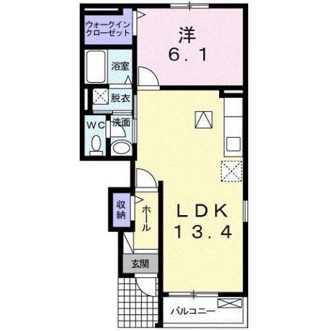プラウド(1LDK/1階)の間取り写真