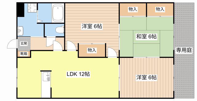 ビューパレスHYS(3LDK/1階)の間取り写真