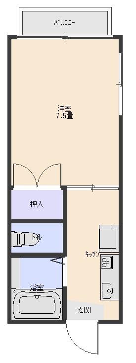 フォレスタウイング(1K/1階)の間取り写真