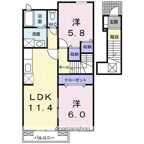 シェルクレールI(2LDK/2階)の間取り写真