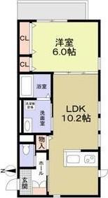 シェーンハイトV(1LDK/1階)の間取り写真
