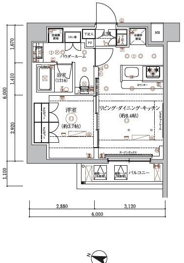 ARCOBALENO HASUNEII(1LDK/4階)の間取り写真