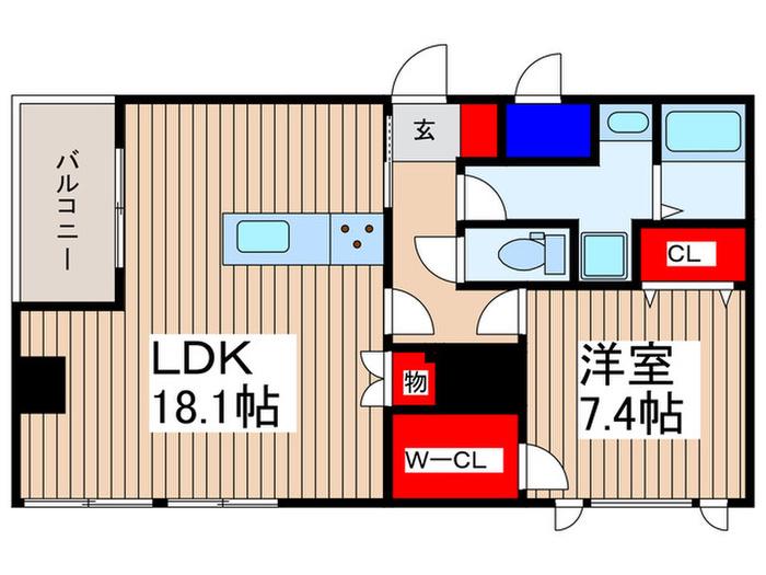 MDビル(1LDK/5階)の間取り写真