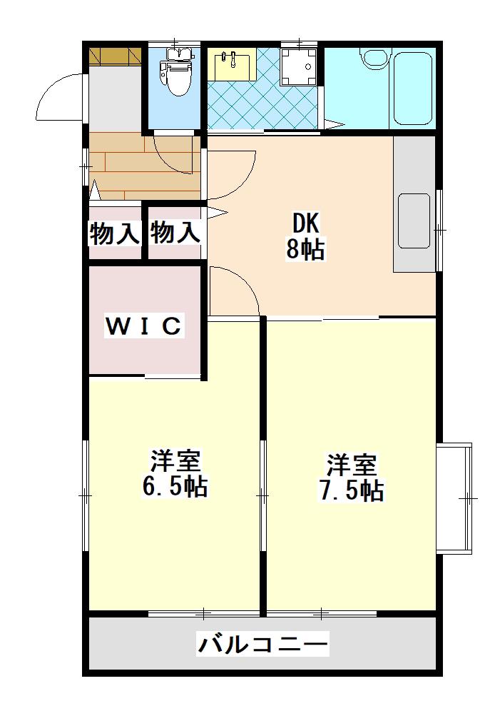 CASAベルデA(2DK/1階)の間取り写真