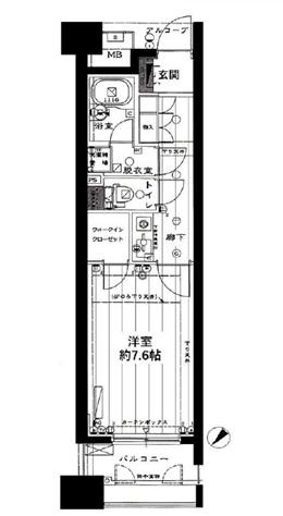 エフローレ日本橋(1K/6階)の間取り写真