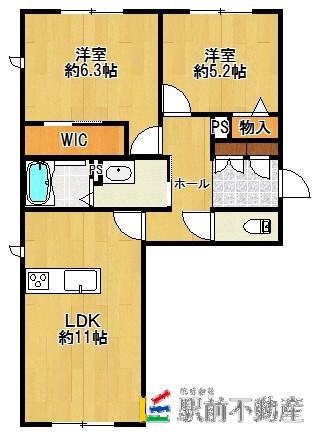 べレオTOK A棟(2LDK/1階)の間取り写真