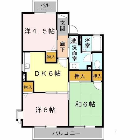 グランディール福田(3DK/1階)の間取り写真
