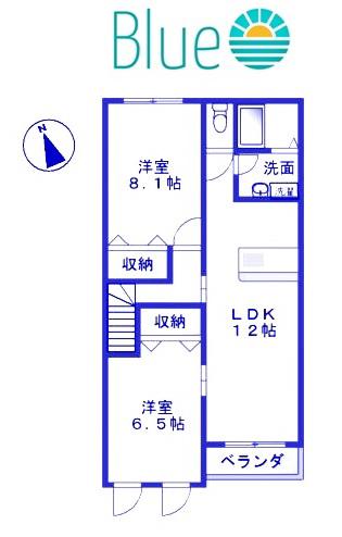 セレーノ藤澤(2LDK/2階)の間取り写真