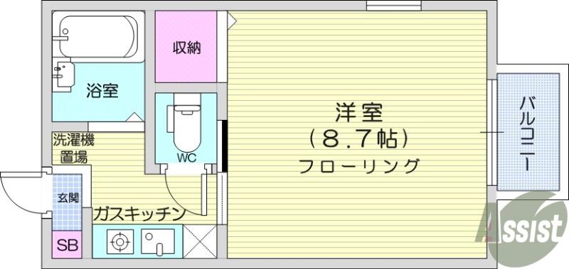 カーサ宮千代(1K/2階)の間取り写真