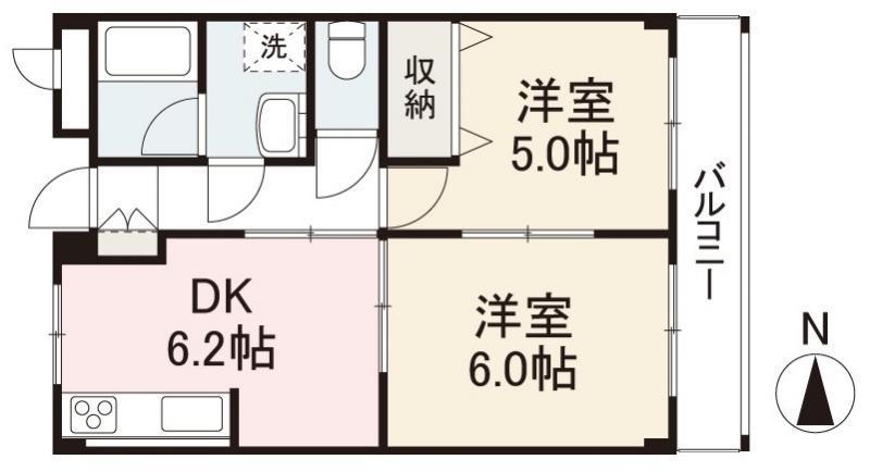フレグランスAI(2DK/2階)の間取り写真