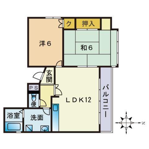 新愛ビル(2LDK/3階)の間取り写真