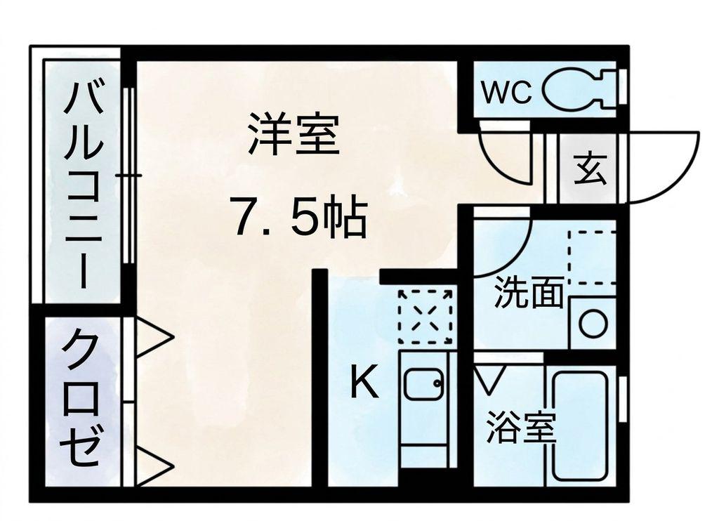 Aレガート東比恵駅前(ワンルーム/1階)の間取り写真