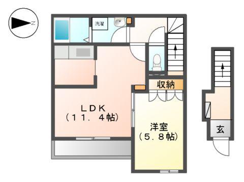 ホワイトシルク(1LDK/2階)の間取り写真