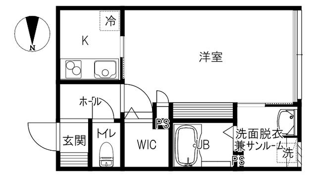 パスト中代(1K/1階)の間取り写真
