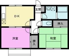ハピネスS(2DK/2階)の間取り写真