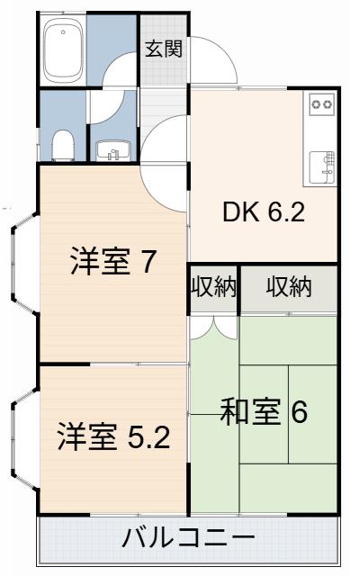 コーポアイリス(3DK/2階)の間取り写真