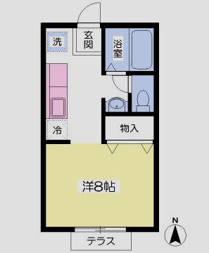 ヒルズ飯田(1K/1階)の間取り写真