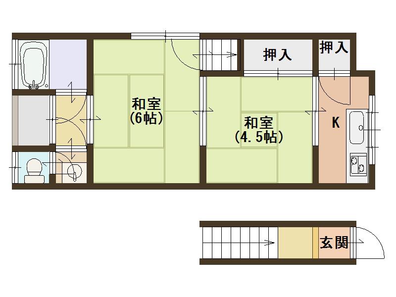 フクトク文化(2K/2階)の間取り写真