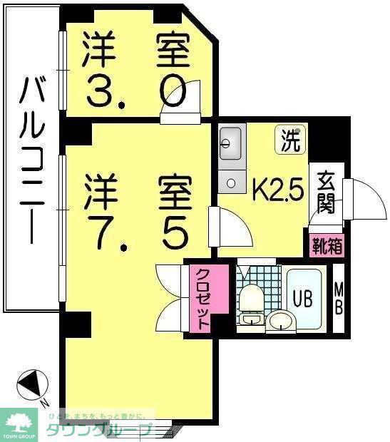 レジデンス坂本(2K/5階)の間取り写真