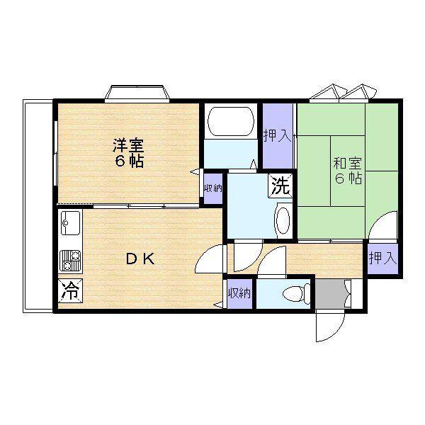サンハイム松丸V(2DK/3階)の間取り写真