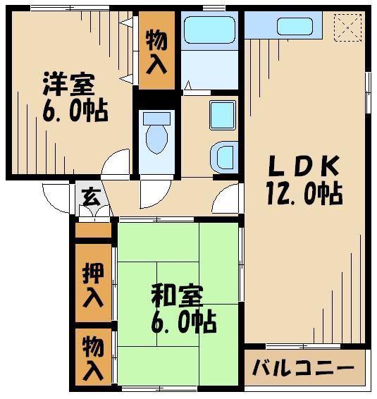 サンビレイ(2LDK/2階)の間取り写真