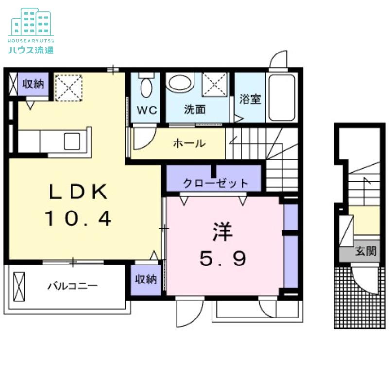 グランドソレイユ戸石(1LDK/2階)の間取り写真