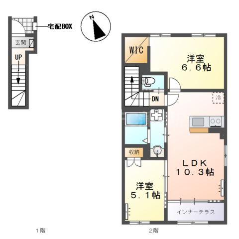 幸田町大字菱池 (2LDK/2階)の間取り写真