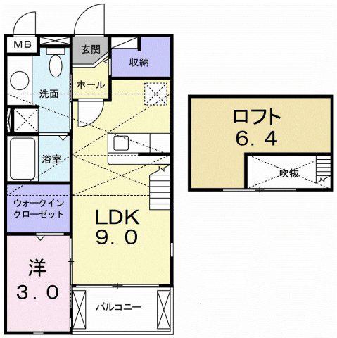 グレイスヴィラ川中島A(1LDK/2階)の間取り写真