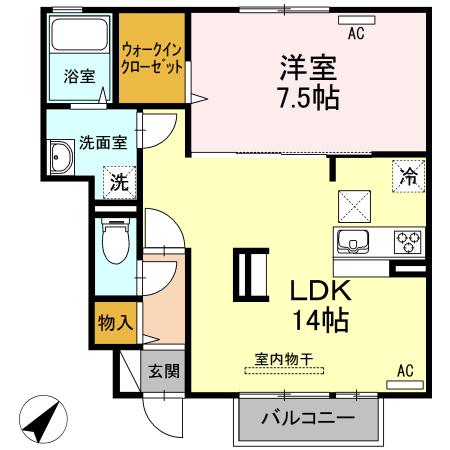 グランシャリオ(1LDK/1階)の間取り写真