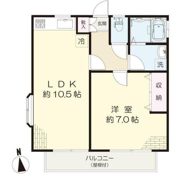 ユアハイム(1LDK/2階)の間取り写真