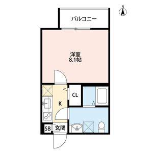 カルミア鶴橋(1K/1階)の間取り写真