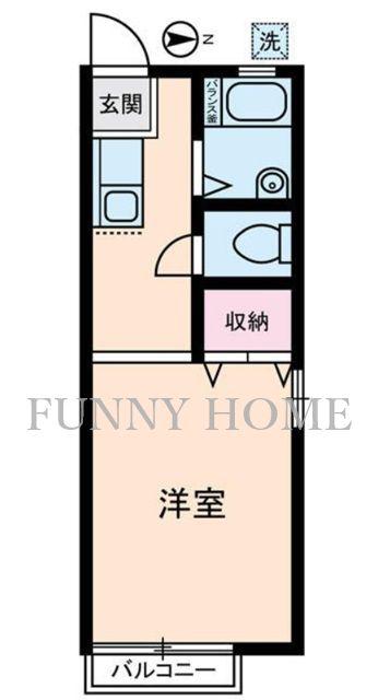 イーストヒルズ・A(ワンルーム/2階)の間取り写真