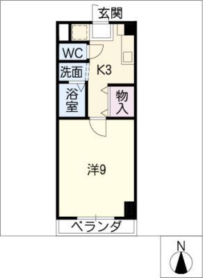 アヴェニューコート栗真B棟(1K/1階)の間取り写真