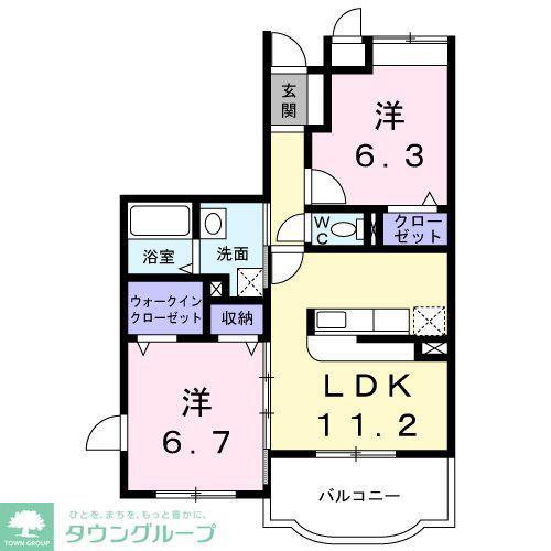エストレーノパレスA(2LDK/2階)の間取り写真