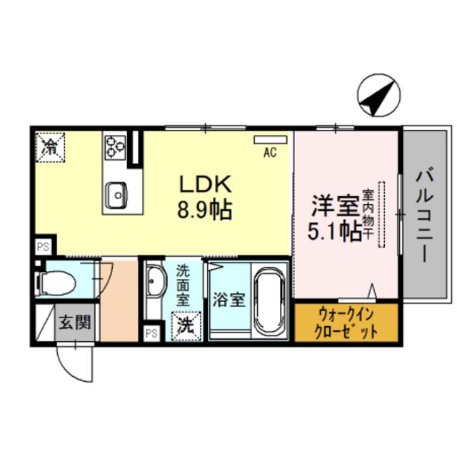 デンテ・ディ・レオーネ(1LDK/1階)の間取り写真