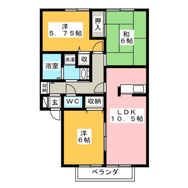 プラザノアールII(3LDK/1階)の間取り写真