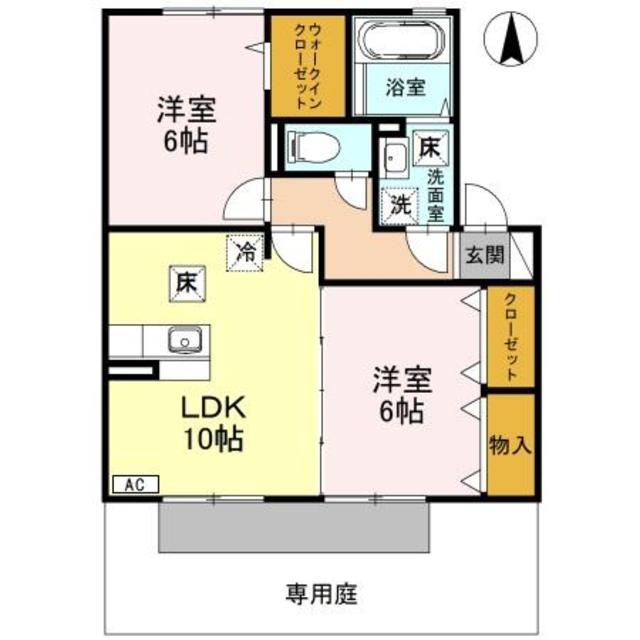コートダジュール嶋(2LDK/1階)の間取り写真